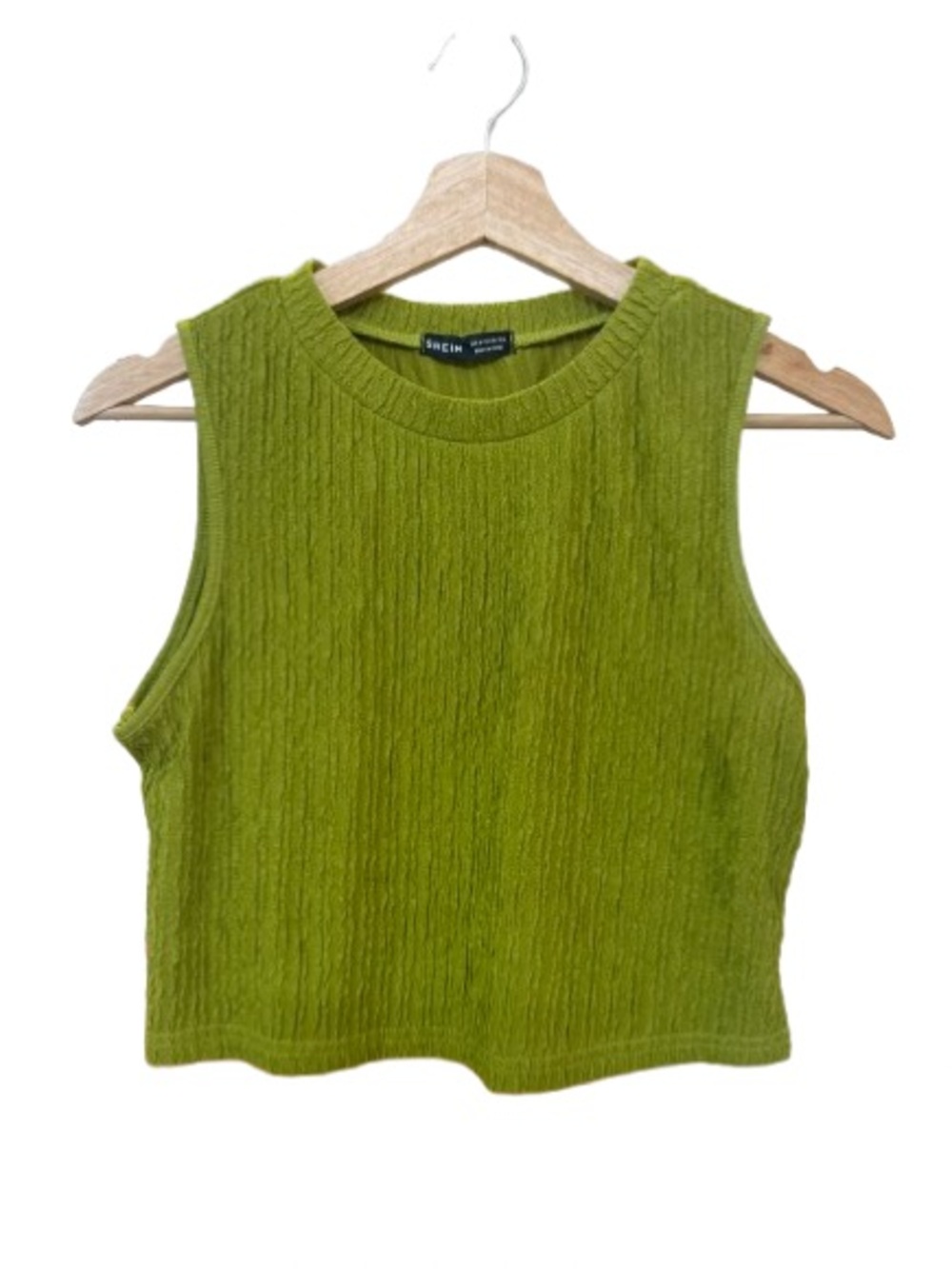 SHEIN Olive Green Sleeveless Cropped Knit Tank